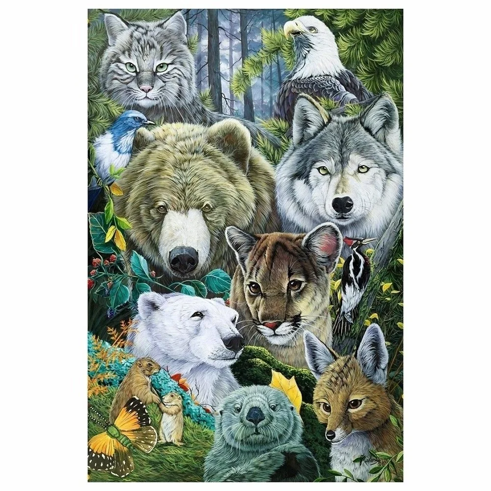 

Алмазная живопись LZAIQIZG, вышивка с изображением коричневого медведя, волка, орла, мозаика с животными, вышивка крестиком, украшение ручной работы для дома
