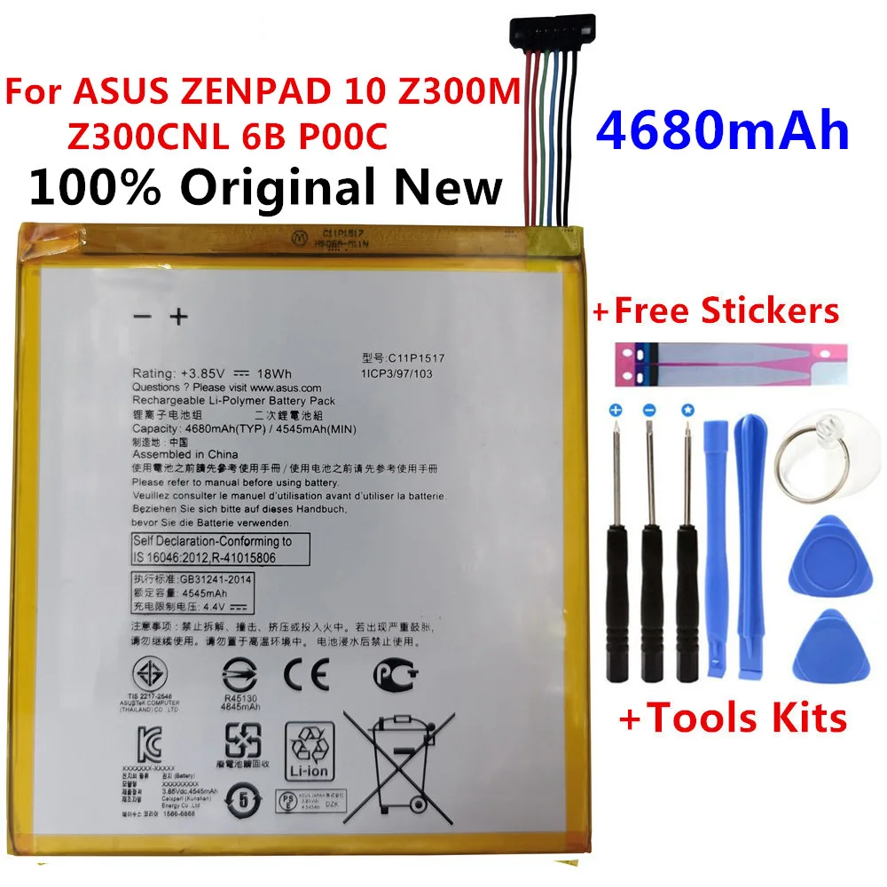 C11P1517 Original battery for ASUS ZENPAD 10 Z300M Z300CNL 6B P00C High Quality 4680mAh Phone Batteries+ Free Tools
C11P1517 Original battery for ASUS ZENPAD 10 Z300M Z300CNL 6B P00C High Quality 4680mAh Phone Batteries+ Free Tools