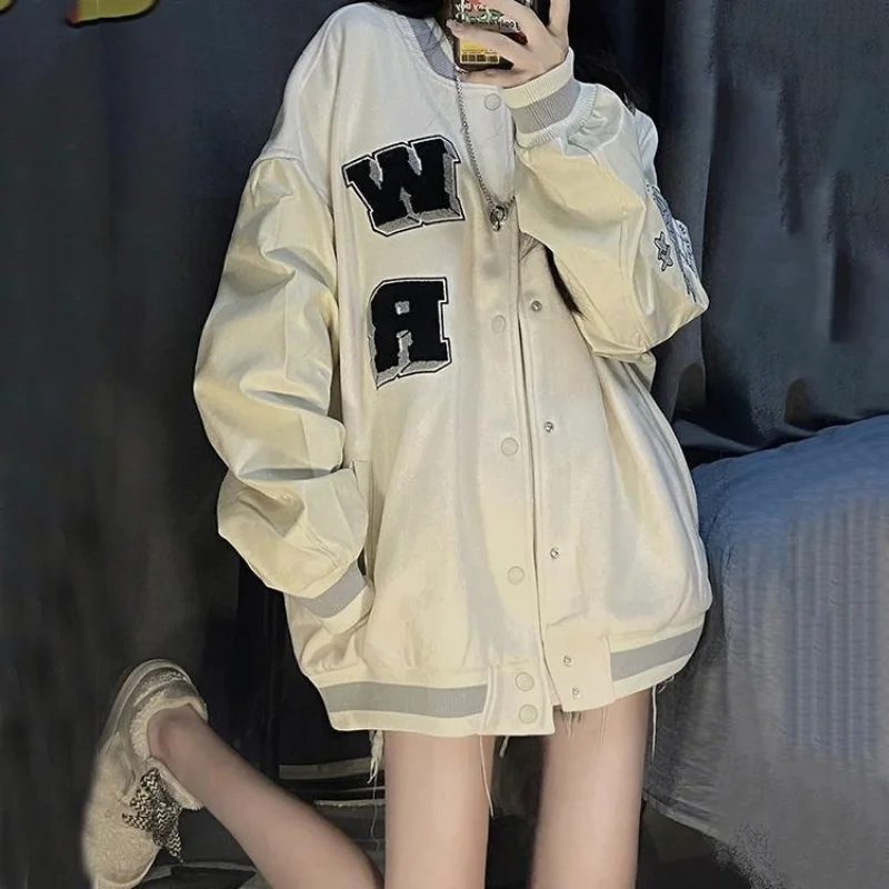 

Autumn Harajuku Fashion Baseball Jacket Women Oversized Vintage Y2k Streetwear Varsity Embroidery Jackets Korean Style Aesthetic