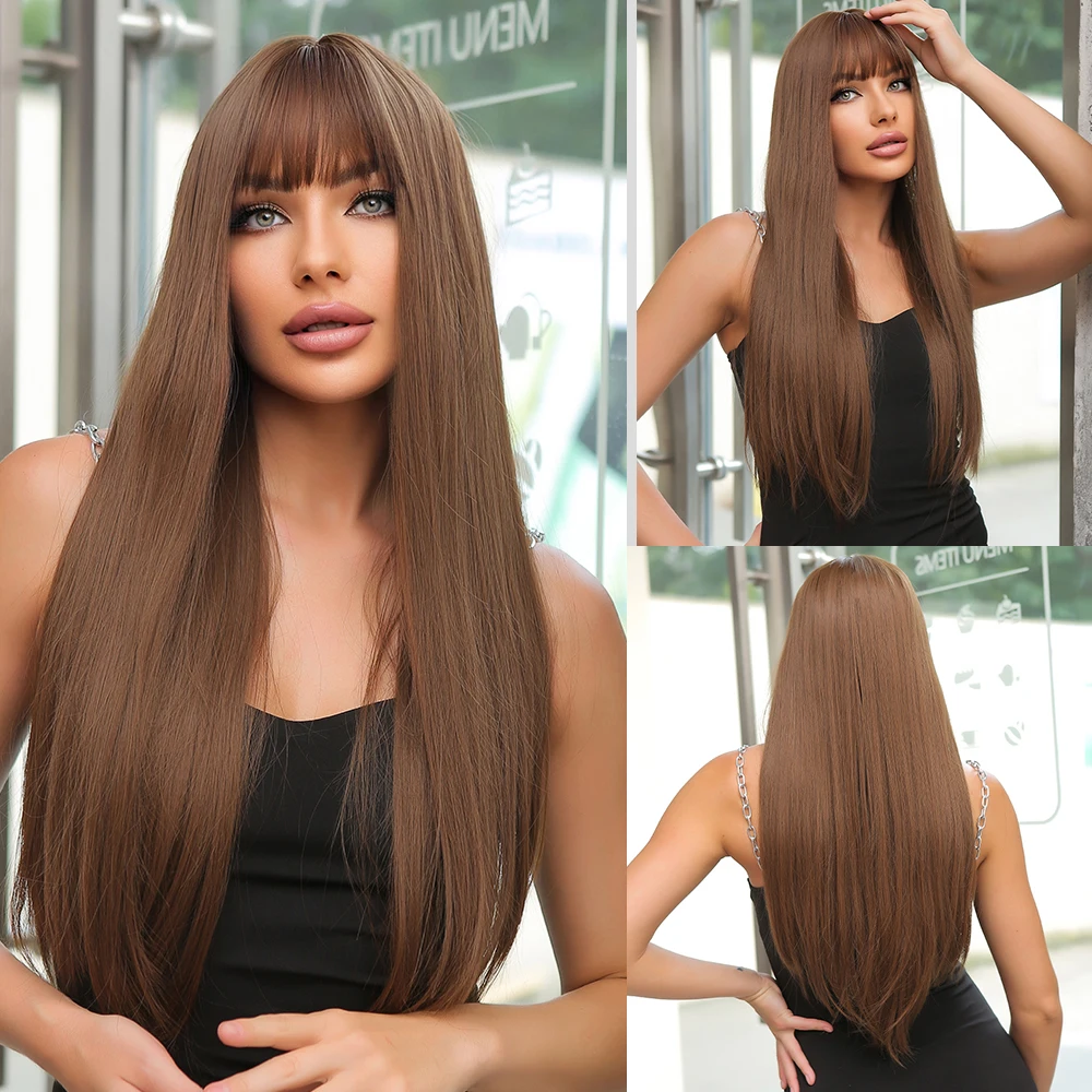 Long Straight Synthetic Wigs Light Brown Wig with Bangs Heat Resistant Cosplay Party Natural Hair Wigs for Black Women
Long Straight Synthetic Wigs Light Brown Wig with Bangs Heat Resistant Cosplay Party Natural Hair Wigs for Black Women