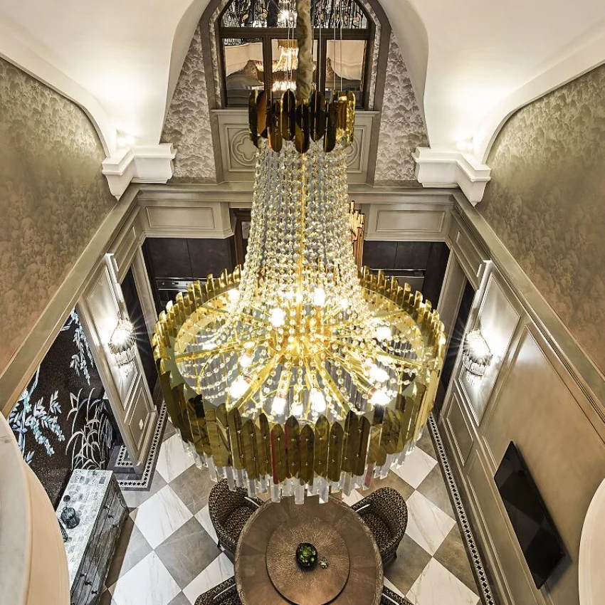 Chandeliers Lights Pendant American crystal gold luxury villa living room decoration 
Chandeliers Lights Pendant American crystal gold luxury villa living room decoration