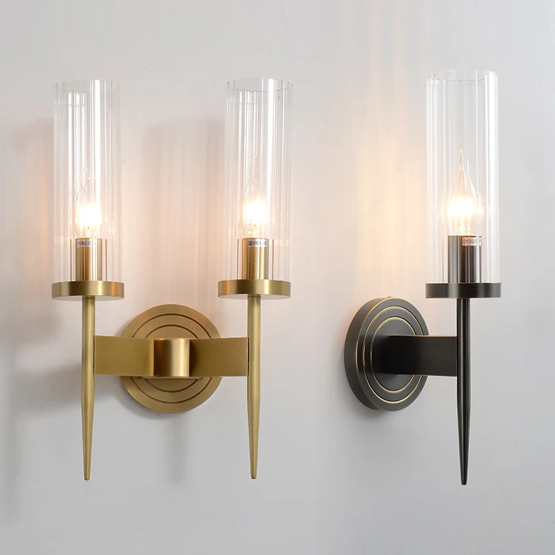

LED Candlestick wall lamp Europe Golden Metal Glass Wall Lamp Decor Hotel Bedroom Light Aisle Porch Corridor Wall Sconce