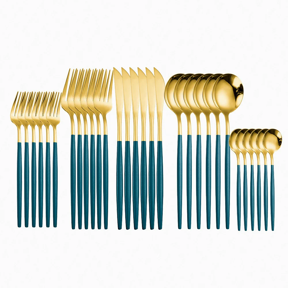 30Pcs Dark Green Gold Household Cutlery Sets Wedding Tableware Mirror Forks Knives Spoons Travel Dinnerware Set Stainless Steel
30Pcs Dark Green Gold Household Cutlery Sets Wedding Tableware Mirror Forks Knives Spoons Travel Dinnerware Set Stainless Steel
