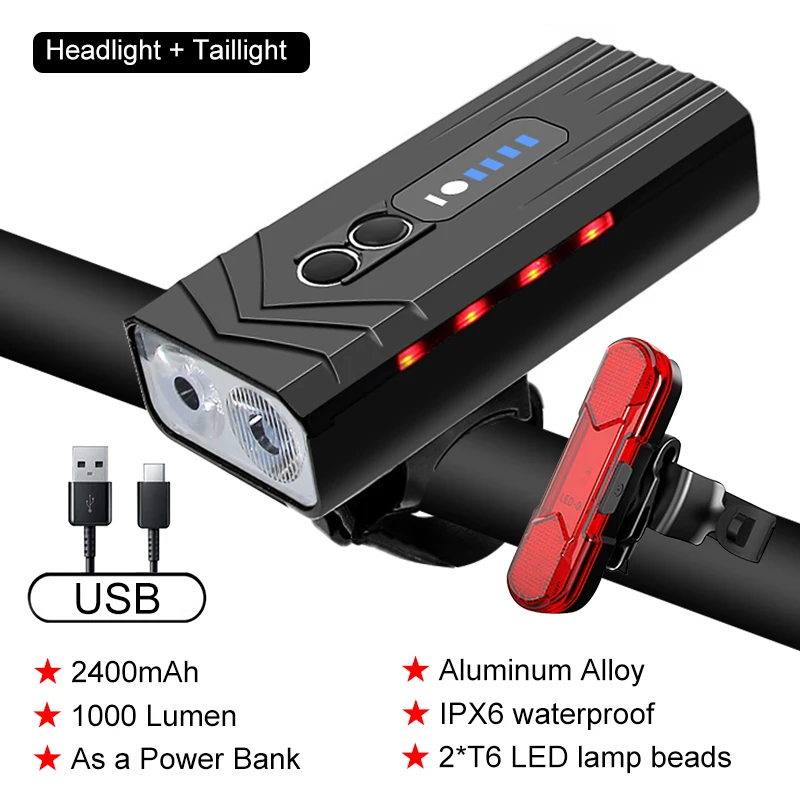 T6LED Bike Light Front USB Rechargeable Lamp As Power Bank MTB Road Bicycle Lantern Cycling Headlight Taillight Bike Accessories
T6LED Bike Light Front USB Rechargeable Lamp As Power Bank MTB Road Bicycle Lantern Cycling Headlight Taillight Bike Accessories