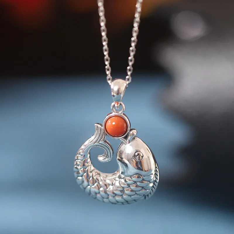 XL554 ZFSILVER 925 Sterling Thai Silver Fashion Trendy South Red Agate Lovely Lucky Carp Necklaces Pendant Women Wedding Jewelry
XL554 ZFSILVER 925 Sterling Thai Silver Fashion Trendy South Red Agate Lovely Lucky Carp Necklaces Pendant Women Wedding Jewelry
