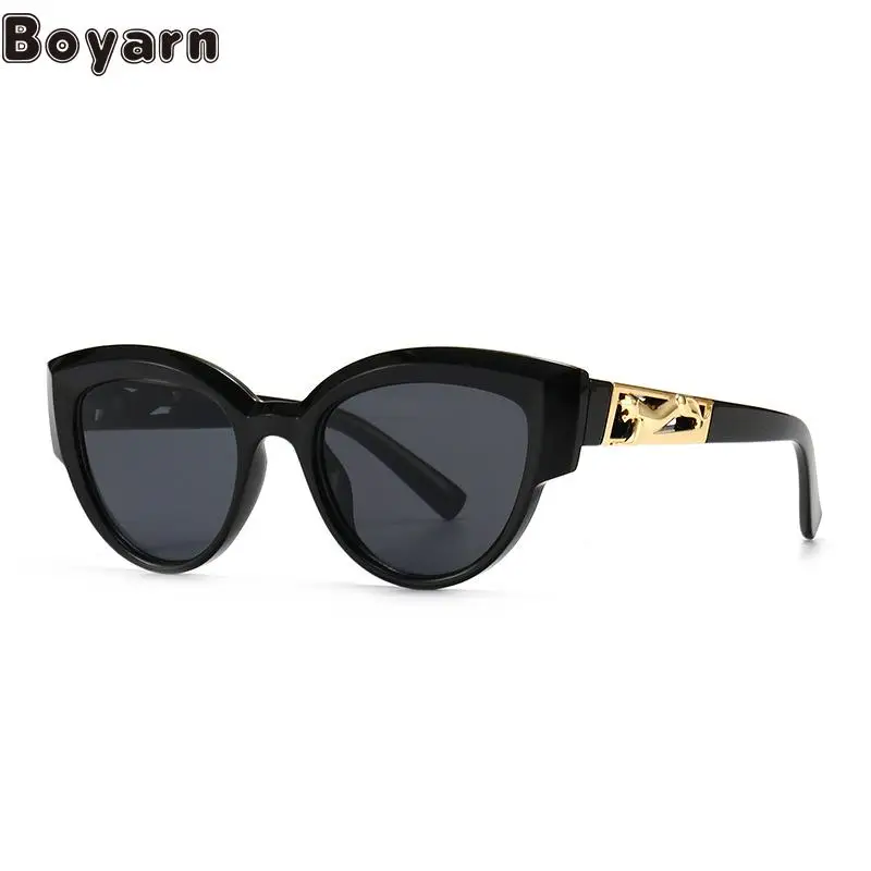 

Boyarn Eyewear Exclusive Angular Cat Eye Sunglasses Modern Retro Sunglasses With Jumping Cheetah Legs Decorative Sunglasses