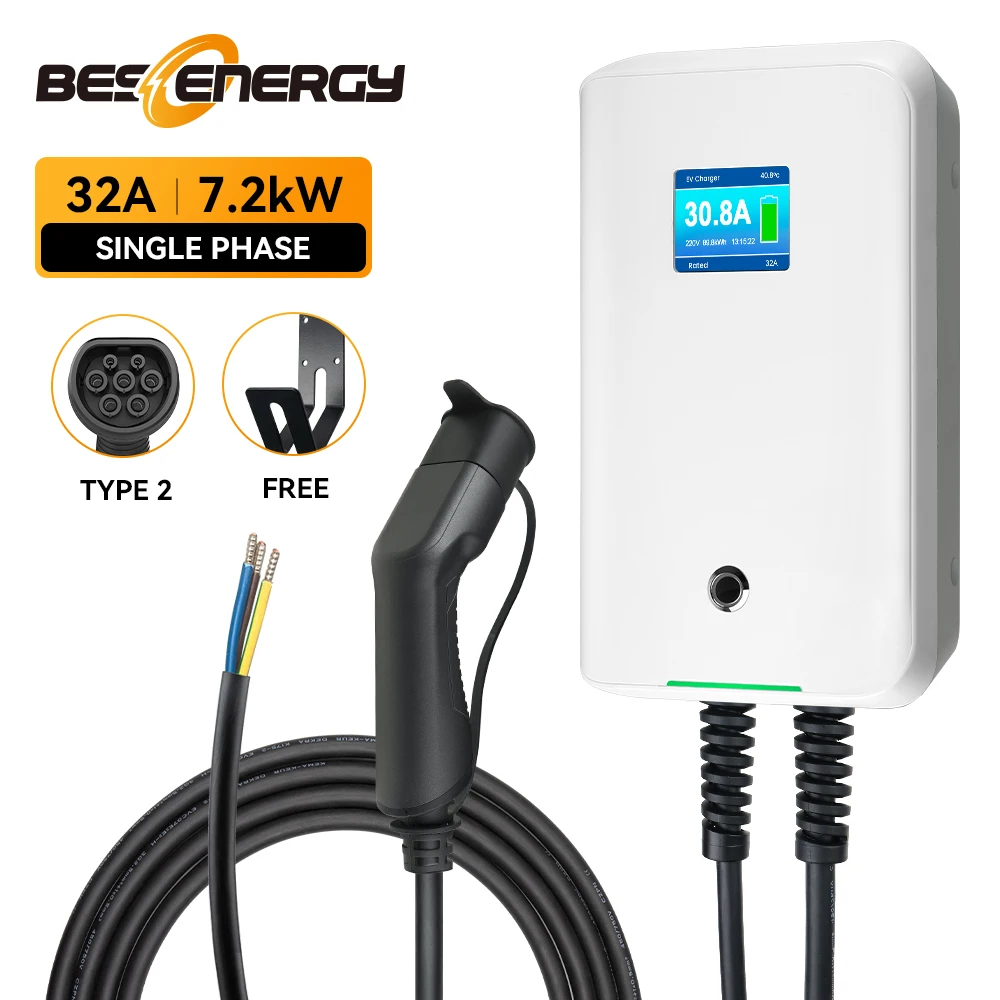 White EV Charger Type2 Plug Cable 6.1M 32A 7.2KW EV Charging Station For IEC62196-2 220V Wallbox Free Hook Waterproof For Tesla
White EV Charger Type2 Plug Cable 6.1M 32A 7.2KW EV Charging Station For IEC62196-2 220V Wallbox Free Hook Waterproof For Tesla