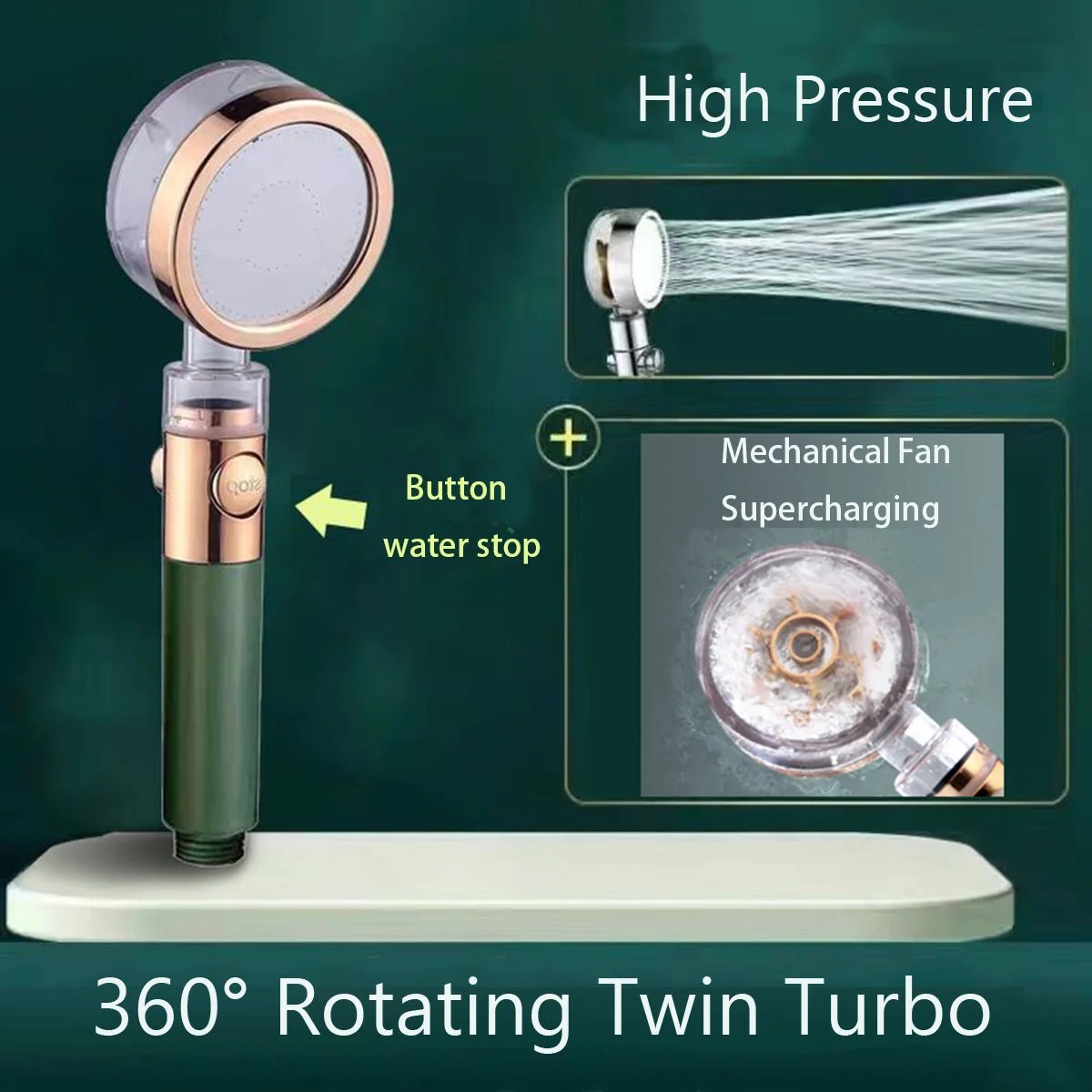 

Turbo 360 Degrees Rotated Fan Shower Head High Pressure Water Saving Spray Adjustable Showerhead Filters Bathroom Accessories