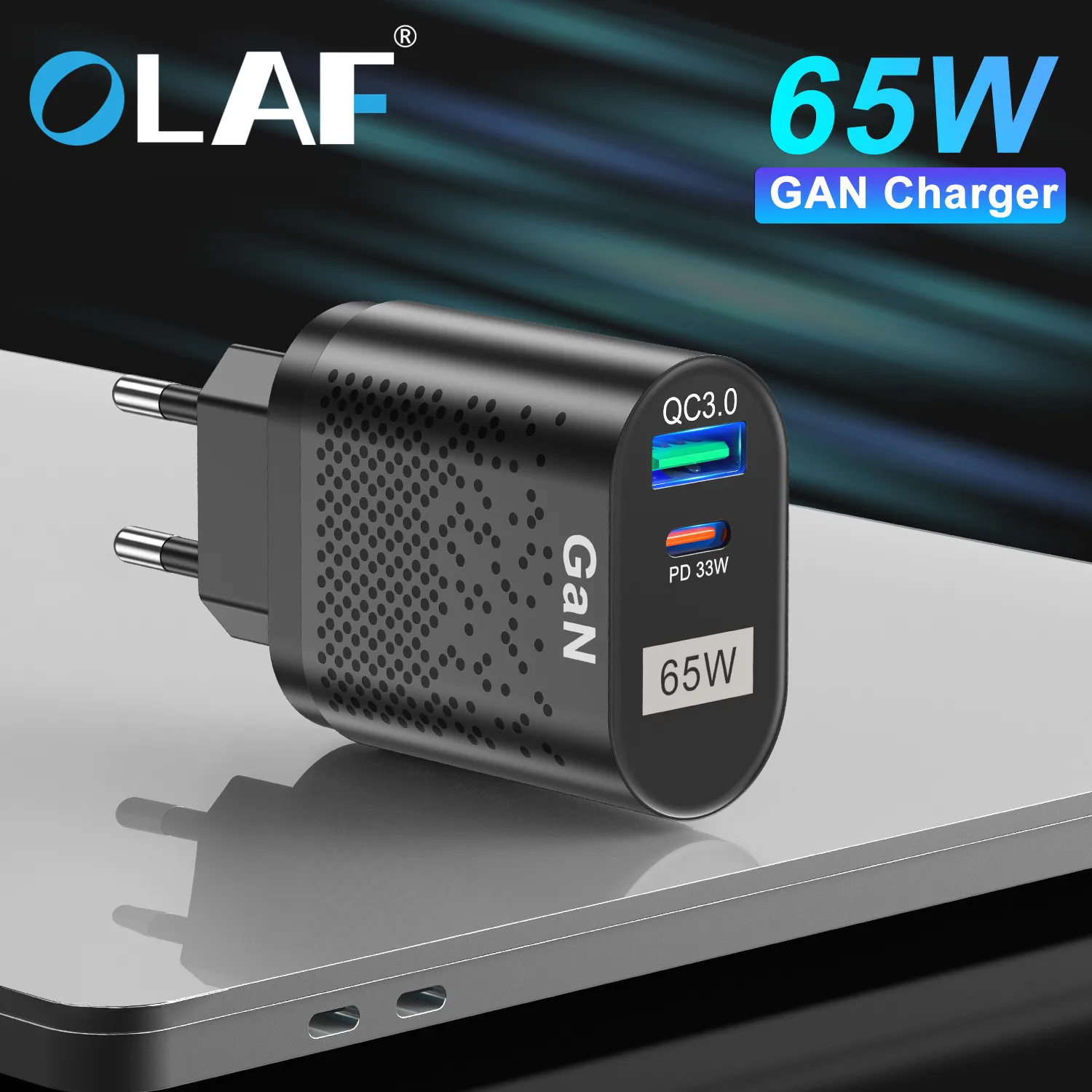 65W GaN 3 Desktop Charger Fast Charger QC 3.0 PD Type C USB Adaptor Quick Charge4.0 GaN3 For MacBook Samsung iPhone Phone Charge
65W GaN 3 Desktop Charger Fast Charger QC 3.0 PD Type C USB Adaptor Quick Charge4.0 GaN3 For MacBook Samsung iPhone Phone Charge