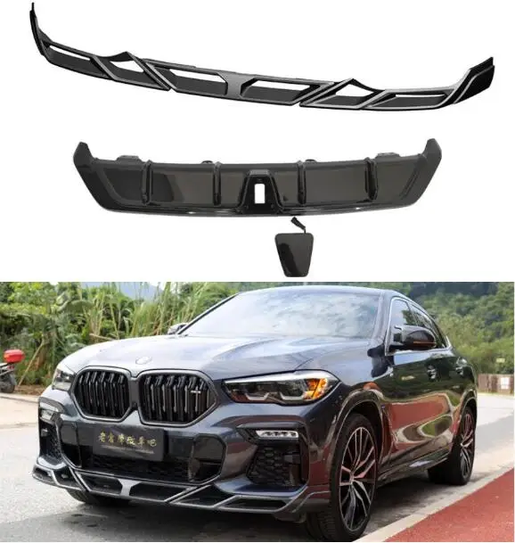 

For BMW G06 X6 2019 2020 2021 2022 2023 ABS Black Knight Bumper Splitters Front Lip Rear Diffuser Spoiler Body Kit