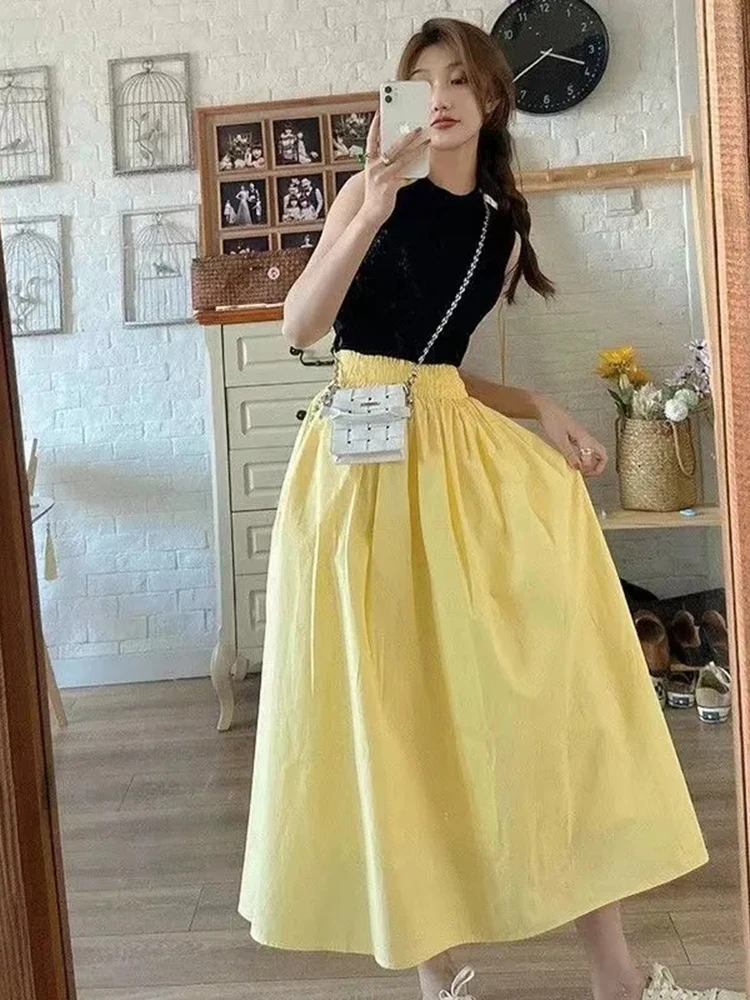 Jmprs Cotton Women Yellow Midi Skirts High Waist A Line Preppy Style Summer Skirts Solid Summer Cute Student Skirts
Jmprs Cotton Women Yellow Midi Skirts High Waist A Line Preppy Style Summer Skirts Solid Summer Cute Student Skirts
