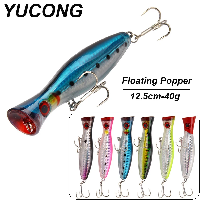 YUCONG 1PX Silent Popper Lure 12.5cm-40g Floating Fishing Bait Long Casting Hard Wobblers Topwater Swimbait leurre de pêche cebo
YUCONG 1PX Silent Popper Lure 12.5cm-40g Floating Fishing Bait Long Casting Hard Wobblers Topwater Swimbait leurre de pêche cebo