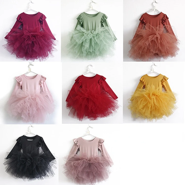 

Baby Girl Princess Tulle Dress Fluffy Long Sleeve Infant Toddler Puffy Dress Tutu Black Green Party Pageant Dance Clothes 1-10Y