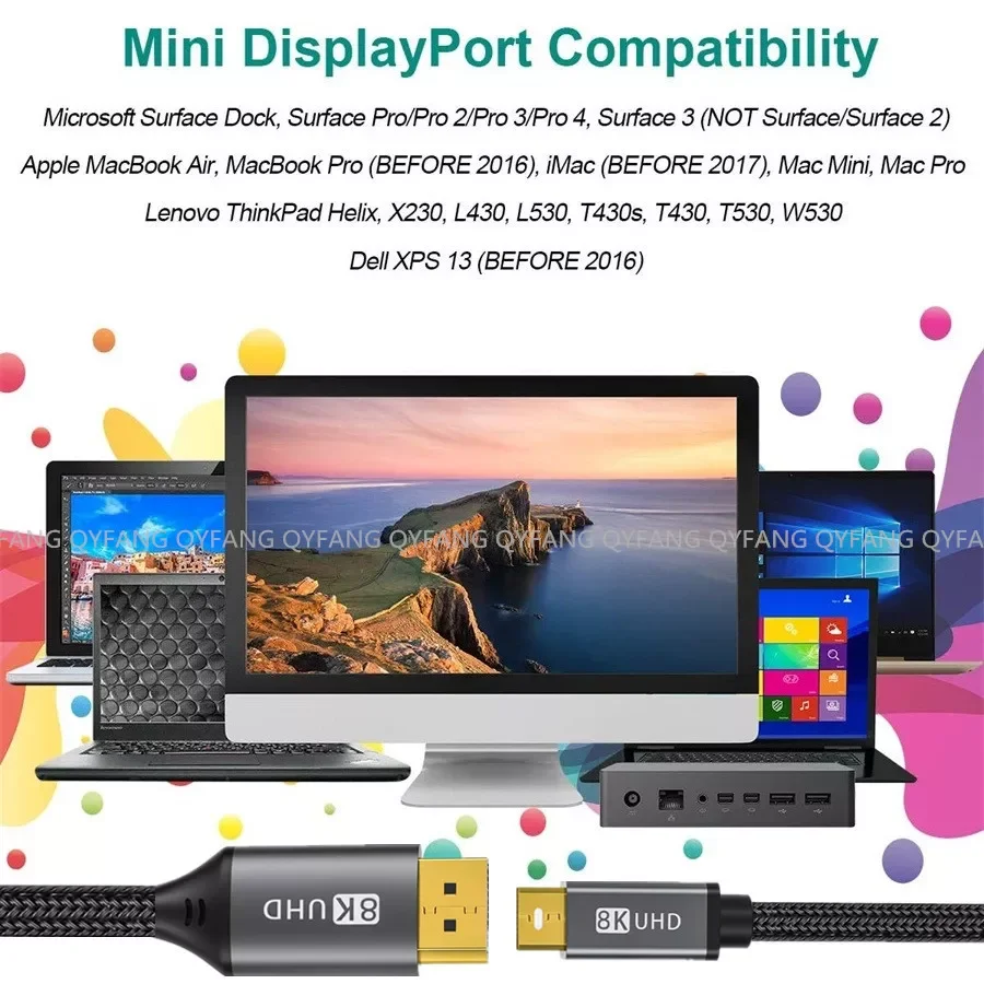2022NEW DP Cable Thunderbolt 2 Mini Display port Cable to DisplayPort 1.4 8K Adapter for Macbook Pro Air Projector 4K Mini DP Ca
2022NEW DP Cable Thunderbolt 2 Mini Display port Cable to DisplayPort 1.4 8K Adapter for Macbook Pro Air Projector 4K Mini DP Ca