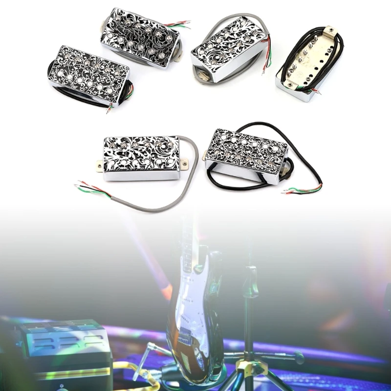Гитара Alnico Humbuckers Пикап Винтаж Выгравированный цветок двойной звукосниматель Замена электрогитары Запчасти легко Прямая 
Гитара Alnico Humbuckers Пикап Винтаж Выгравированный цветок двойной звукосниматель Замена электрогитары Запчасти легко Прямая