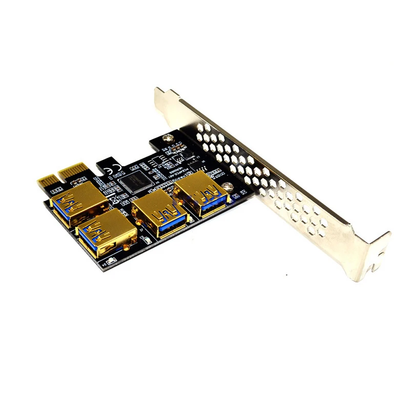 

New PCIE PCI-E PCI Express Riser Card 1x To 16x 1 To 4 USB 3.0 Slot Multiplier Hub Adapter For Bitcoin Mining Miner BTC Devices