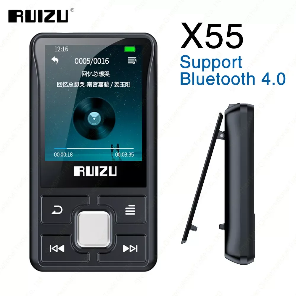 RUIZU X55 Clip Sport Bluetooth MP3 Player 8GB Mini with Screen Support TF Card,FM,Recording,E-Book,Clock,Pedometer Music Player
RUIZU X55 Clip Sport Bluetooth MP3 Player 8GB Mini with Screen Support TF Card,FM,Recording,E-Book,Clock,Pedometer Music Player