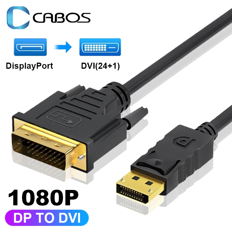 

HD 1080P DisplayPort to DVI 24+1 Cable Adapter DP To DVI Converter For Monitor Projector PC Laptop Display Port 1.5m 1.8m Cable