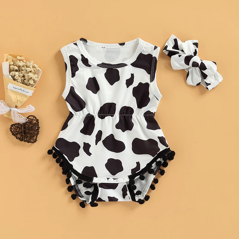 2 Pcs Newborn Cow Print Outfits Toddler Sleeveless Round Neck Tassel Bodysuit Bow Headband Clothes Baby Clothing
2 Pcs Newborn Cow Print Outfits Toddler Sleeveless Round Neck Tassel Bodysuit Bow Headband Clothes Baby Clothing