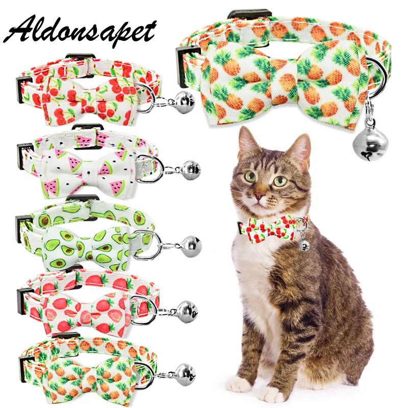 Cute Bow Tie Cat Collar Neckalce Bell Adjustable Breakaway Lovely Bow Knot Cat Collar Summer Fruit Print Pet Kitten Cat Collar
Cute Bow Tie Cat Collar Neckalce Bell Adjustable Breakaway Lovely Bow Knot Cat Collar Summer Fruit Print Pet Kitten Cat Collar