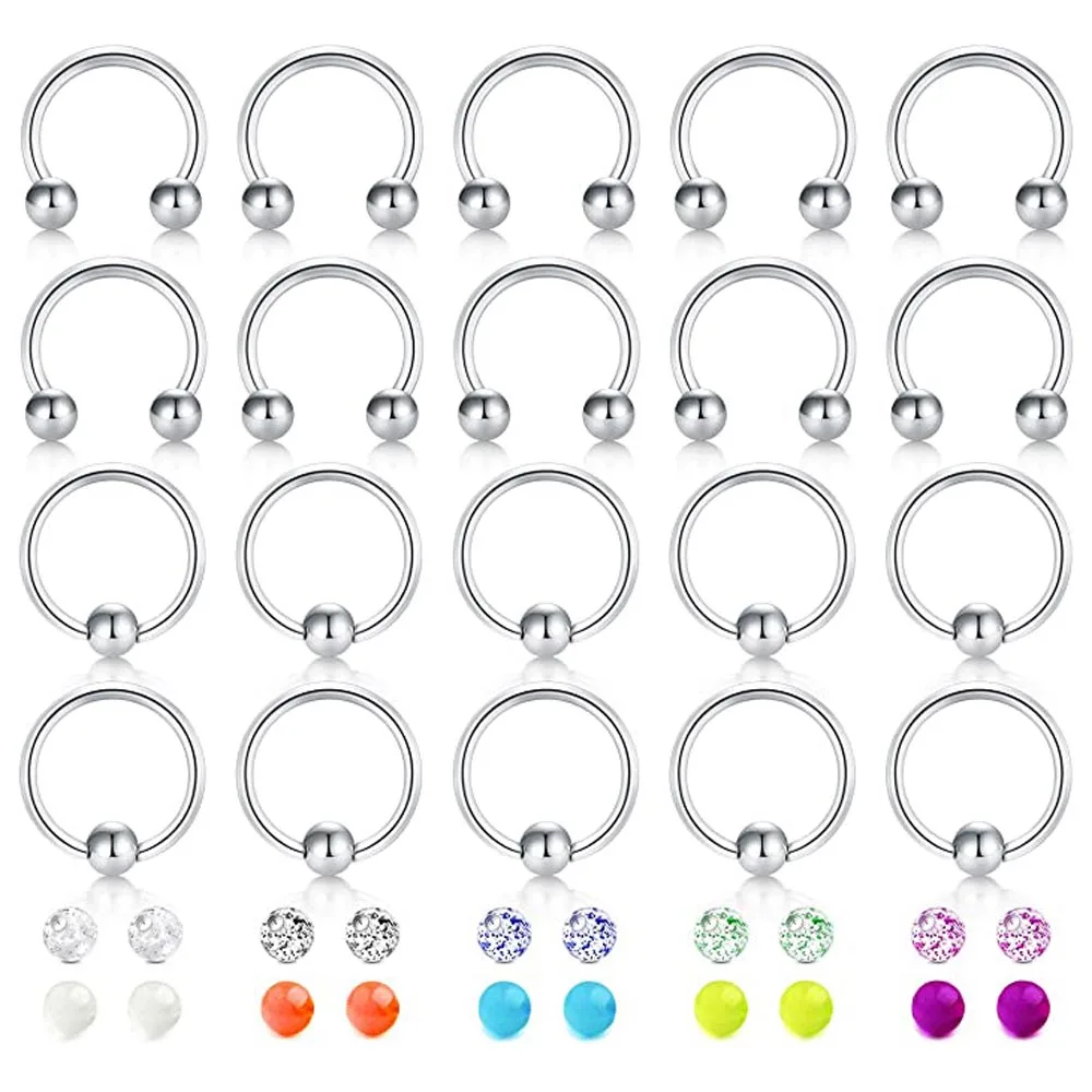 Surgical Steel Horseshoe Captive Bead Nose Septum Eyebrow Lip Cartilage Helix Tragus Earring Hoop Rings with Replacement Balls
Surgical Steel Horseshoe Captive Bead Nose Septum Eyebrow Lip Cartilage Helix Tragus Earring Hoop Rings with Replacement Balls