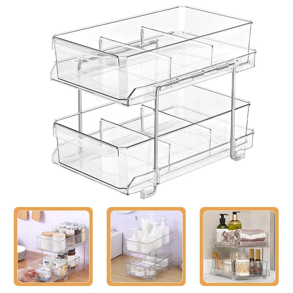 

Organizer Storage Bathroom Shelf Out Countertop Rack Slide Sliding Cabinet Vanity Organizers Tier Stand Layer Double Toiletry