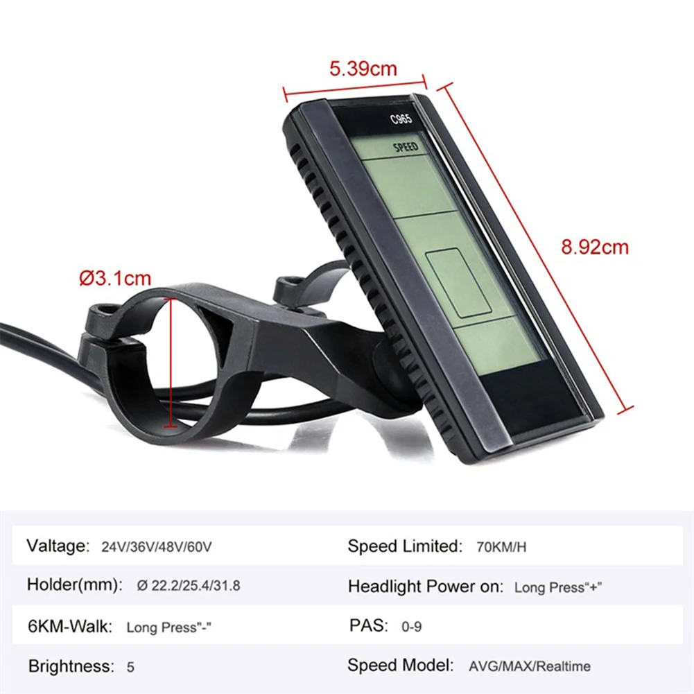 For BBS01/02/HD Mid Drive C965 LCD Display Speed Universal 89*54 Mm Battery Level 0-3 / 0-5 / 0-9 24/36/48 DCV
For BBS01/02/HD Mid Drive C965 LCD Display Speed Universal 89*54 Mm Battery Level 0-3 / 0-5 / 0-9 24/36/48 DCV