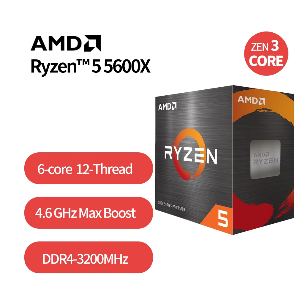 NEW AMD Ryzen 5 5600X R5 5600X 3.7 GHz Six-Core twelve-Thread 65W CPU Processor L3=32M 100-000000065 Socket AM4 with cooler fan
NEW AMD Ryzen 5 5600X R5 5600X 3.7 GHz Six-Core twelve-Thread 65W CPU Processor L3=32M 100-000000065 Socket AM4 with cooler fan