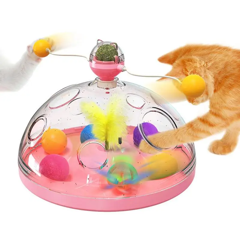 

Cat Windmill Toy Anti-slip Catnip Ball Spinner Teasing Cat Toy Turntable Rotating Cat Spinning Toys With Catnip Moving Balls