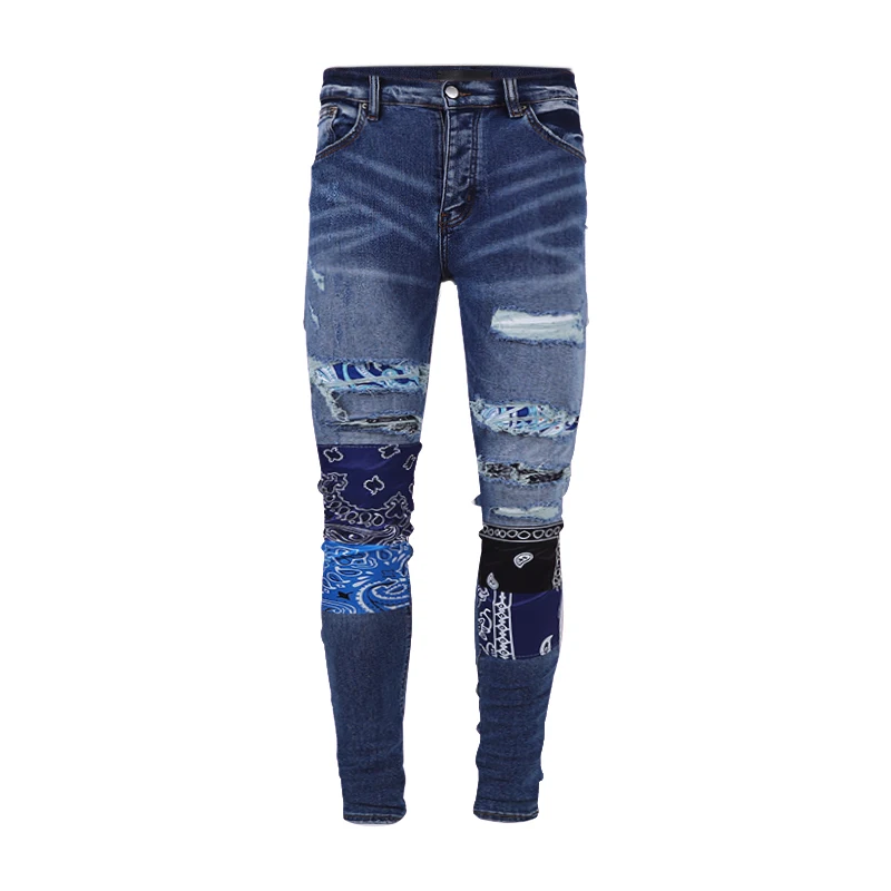 2022AM Fashion Blue Holes Printed Sticking Patched Men's Jeans High Street Jeans For Men Slim Ripped Patches Male Denim Pants
2022AM Fashion Blue Holes Printed Sticking Patched Men's Jeans High Street Jeans For Men Slim Ripped Patches Male Denim Pants
