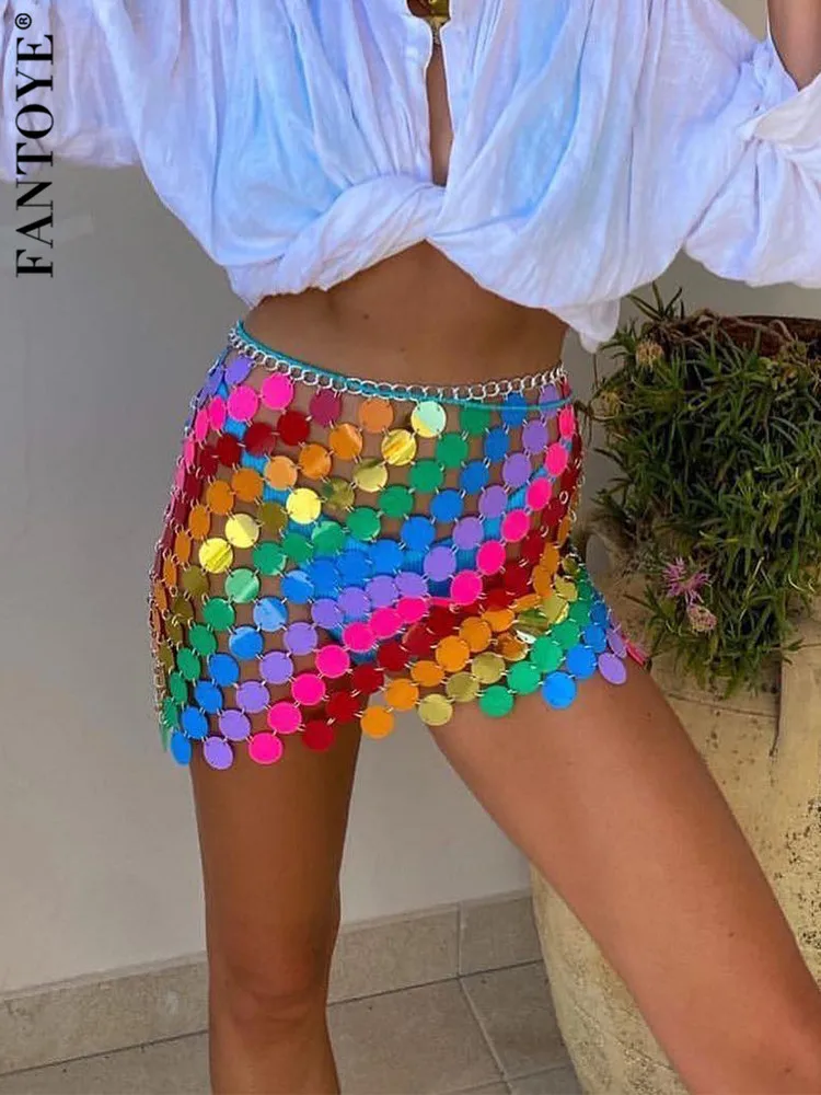 Fantoye Halterneck Sexy Sequins Dress Women Solid Slim Elegant Party Night Club Clothes Bodycon Metal Chain Mini Skirts Female
Fantoye Halterneck Sexy Sequins Dress Women Solid Slim Elegant Party Night Club Clothes Bodycon Metal Chain Mini Skirts Female