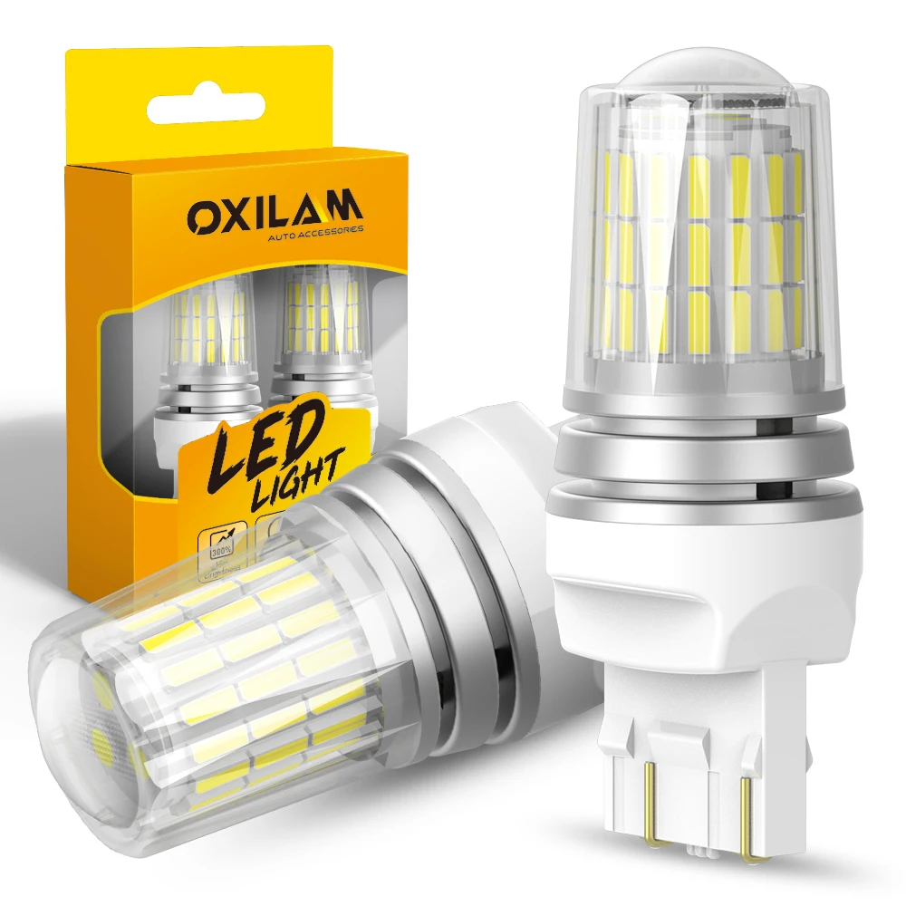 

OXILAM 2Pcs T20 7440 W21W LED White 6000K Car Light DRL Turn Signal Lamp Reversing Bulb 7443 W21/5W LED 3157 No Hiper Flashing