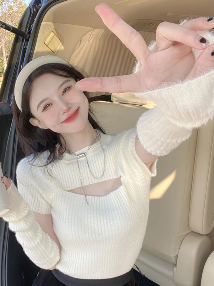 2022 Autumn Knitted Sweater Women Casual Sexy Hollowed Out Slim Y2k Pullover Korean Long Sleeve Elegant Office Lady Crop Tops
2022 Autumn Knitted Sweater Women Casual Sexy Hollowed Out Slim Y2k Pullover Korean Long Sleeve Elegant Office Lady Crop Tops