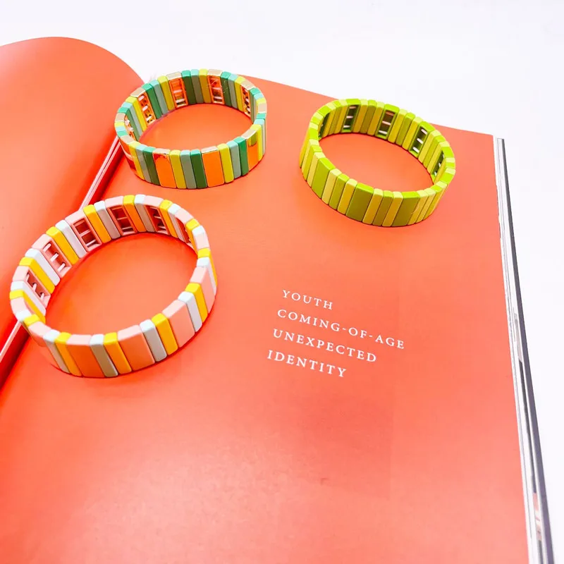 Boho Style Fashion Ladies Enamel Bracelet Macarons Color Matching Rectangular Rectangular Elastic Bracelet Bangle Ladies Jewelry
Boho Style Fashion Ladies Enamel Bracelet Macarons Color Matching Rectangular Rectangular Elastic Bracelet Bangle Ladies Jewelry