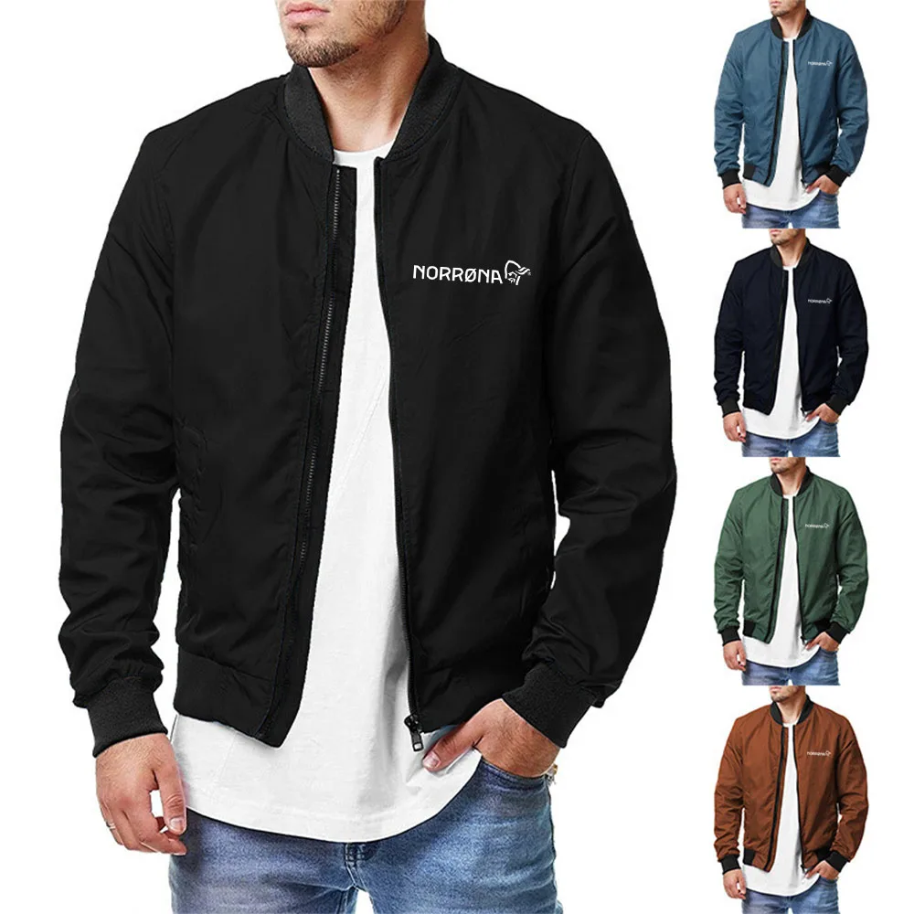 

Men's light bomber hunter, zippered flying jacket, informal college flying windbreaker, winter coat, waterproof clothing