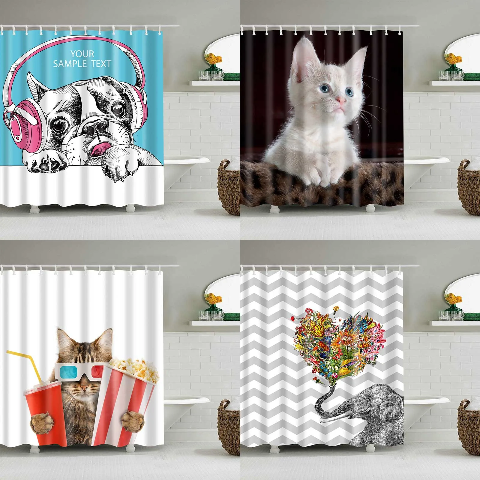 Cute Cat 3D Printed Shower Curtain Cartoon Animal Polyester Fabric Bath Curtain for Bathroom Curtain Decoration Shower Curtains
Cute Cat 3D Printed Shower Curtain Cartoon Animal Polyester Fabric Bath Curtain for Bathroom Curtain Decoration Shower Curtains