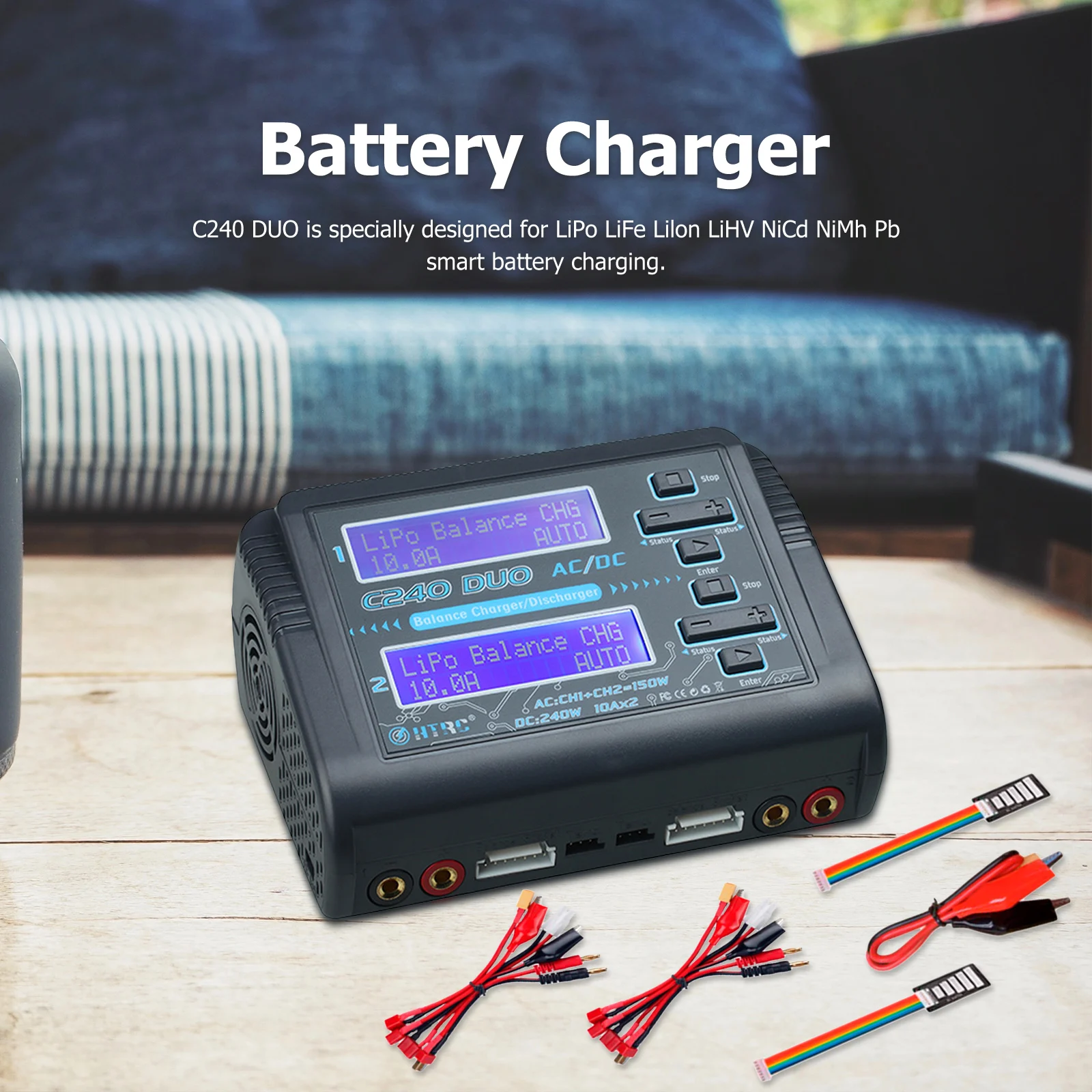 HTRC C240 C150 Lipo Balance Charger 2 Channel AC 150W DC 240W 10A RC Battery Charger Discharger for 1S-6S LiPo Li-ion Life NiCd 
HTRC C240 C150 Lipo Balance Charger 2 Channel AC 150W DC 240W 10A RC Battery Charger Discharger for 1S-6S LiPo Li-ion Life NiCd