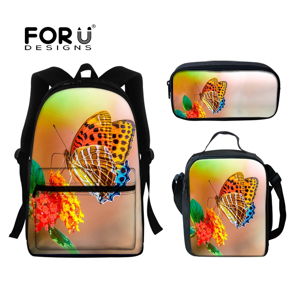 FORUDESIGNS Colorful Butterfly Design Large Capacity 3pcs School Bag for Teenager Student Causal Backpack Kids Durable Bookbag
FORUDESIGNS Colorful Butterfly Design Large Capacity 3pcs School Bag for Teenager Student Causal Backpack Kids Durable Bookbag