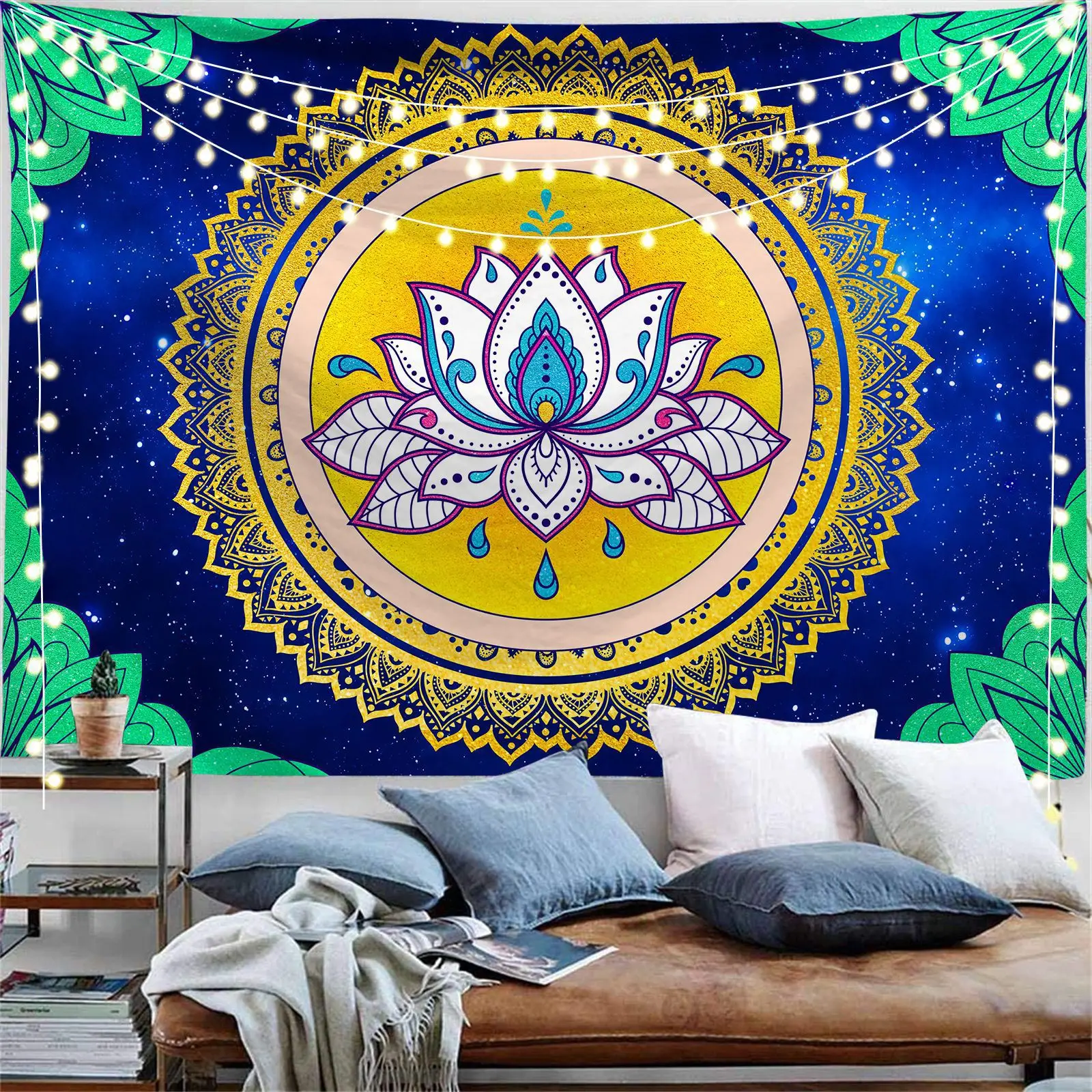 India Lotus Mandala Tapestry Wall Fabric Blue Green Petal Shape Wall Tapestry for Home Dorm Bedroom Living Room Decoration Decor
India Lotus Mandala Tapestry Wall Fabric Blue Green Petal Shape Wall Tapestry for Home Dorm Bedroom Living Room Decoration Decor
