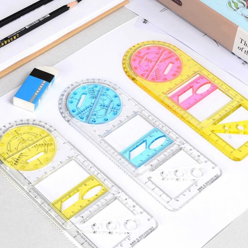 Multifunctional Geometric Ruler Transparent Drawing Template Rotatabled Math Measuring Rulers Students School Office Supplies
Multifunctional Geometric Ruler Transparent Drawing Template Rotatabled Math Measuring Rulers Students School Office Supplies