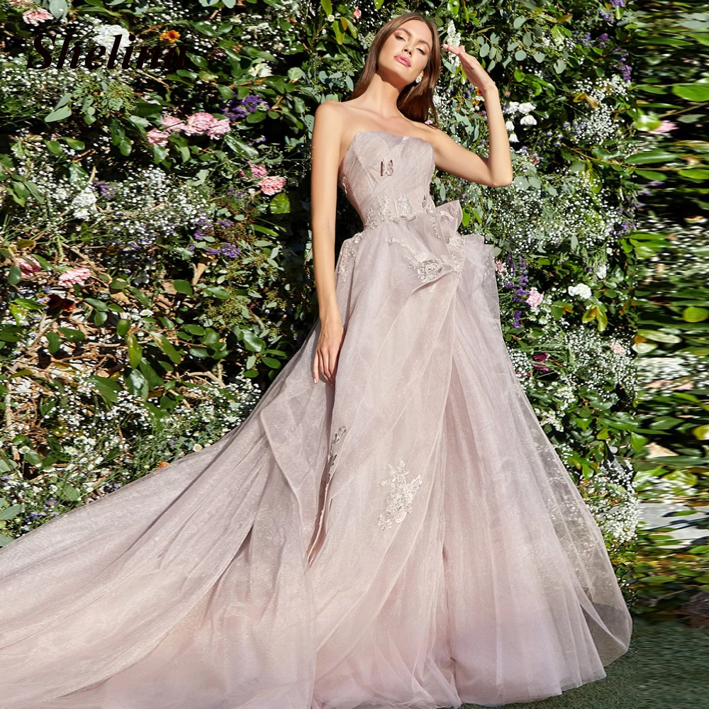 Shelina Gorgeous Strapless Glitter Formal Evening Dresses Ruffled Backless Appliques Evening Gown Vestidos De Ocasión Formales
Shelina Gorgeous Strapless Glitter Formal Evening Dresses Ruffled Backless Appliques Evening Gown Vestidos De Ocasión Formales