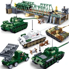 Military ww2 Cannon Assault Armored Vehicle Battle Tank Car Truck Army Weapon Building Blocks Sets Model King Kids Toys Gift