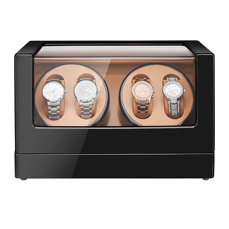 JQUEEN 4 Watch Winder for Automatic Watches with Extremely Quiet Motor Black Baking Finish Interior Brown PU Leather
JQUEEN 4 Watch Winder for Automatic Watches with Extremely Quiet Motor Black Baking Finish Interior Brown PU Leather