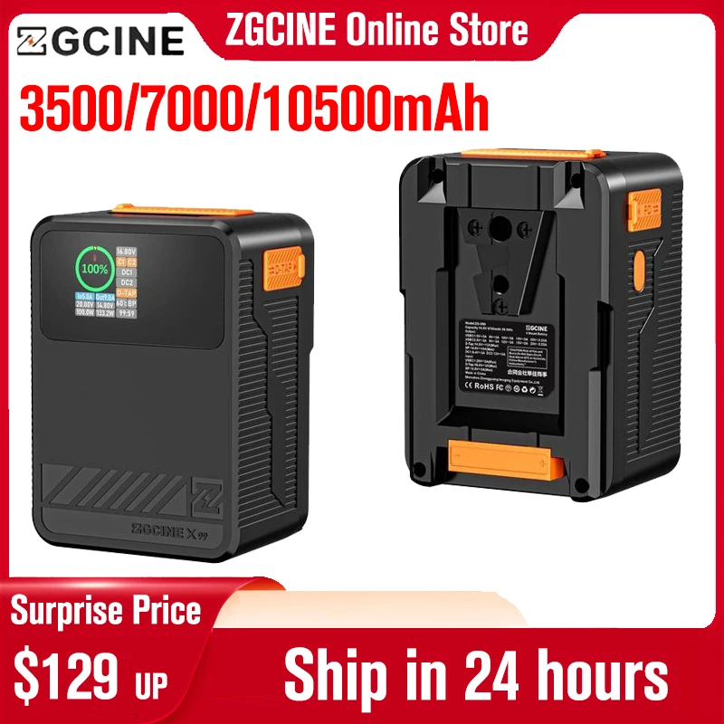 

Аккумулятор ZGCINE X99 X50 X160 V-Mount, литиевый аккумулятор с V-образным замком, Дополнительный внешний аккумулятор для цифровой зеркальной камеры, видеокамеры, монитора, видеокамеры