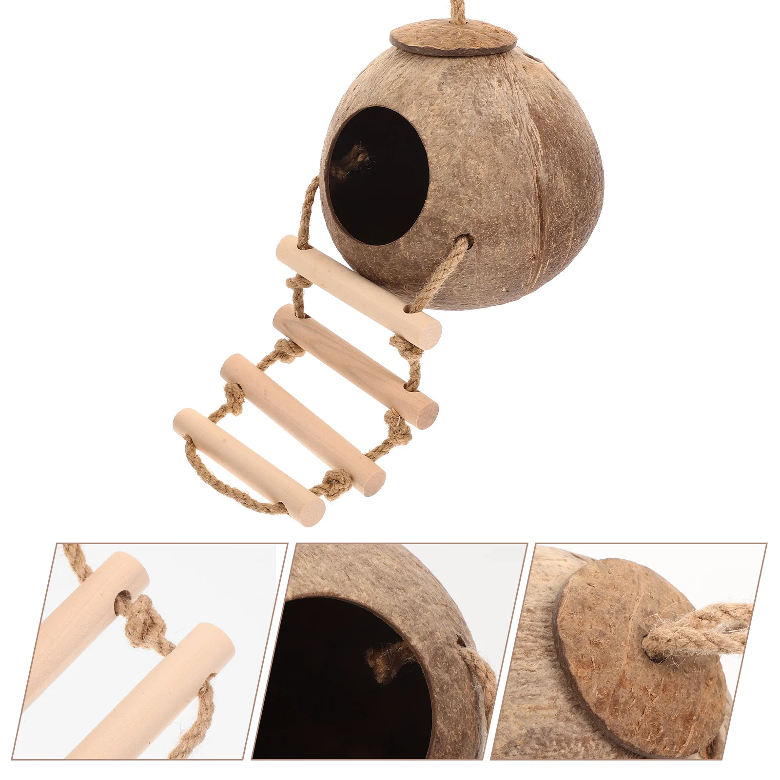 Bird Toy Hamster Coconut Shell Nest Ladder Design Hiding Wooden Pets Plaything Hanging Place
Bird Toy Hamster Coconut Shell Nest Ladder Design Hiding Wooden Pets Plaything Hanging Place