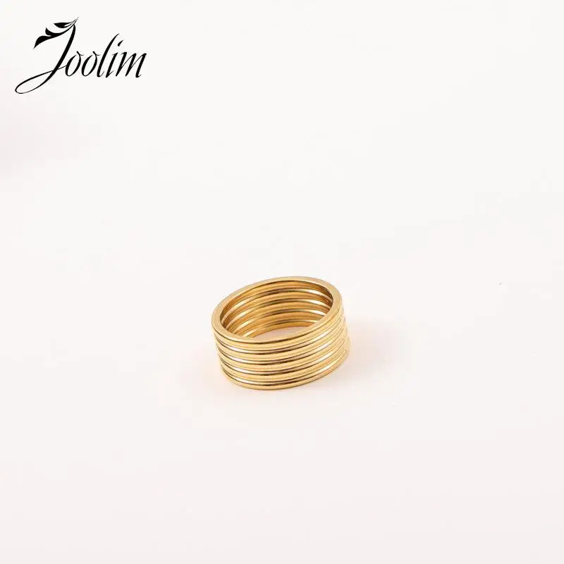 Joolim Jewelry Wholesale High End PVD Waterproof Dainty Versatile Simple Multi-layer Band Stainless Steel Ring for Women
Joolim Jewelry Wholesale High End PVD Waterproof Dainty Versatile Simple Multi-layer Band Stainless Steel Ring for Women