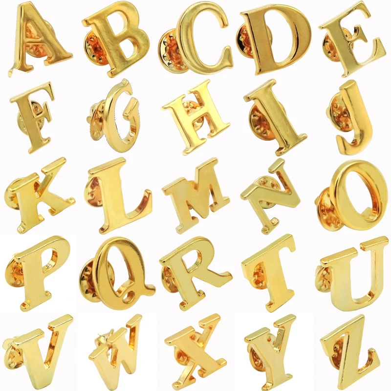 Fashion A-Z Alphabet Brooch Women Men Badges Gold Color Initial Letter Lapel Metal Pins Men's Accessories Jewelry Christmas Gift
Fashion A-Z Alphabet Brooch Women Men Badges Gold Color Initial Letter Lapel Metal Pins Men's Accessories Jewelry Christmas Gift
