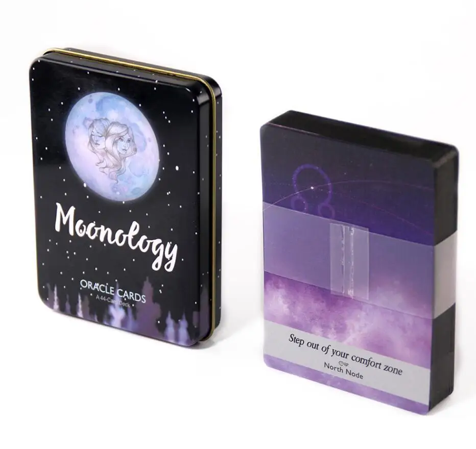 High Quality Iron Box Moonology Oracle Tarot Cards Black Bronzing Process Playing Cards Gift mordern witch wait board game
High Quality Iron Box Moonology Oracle Tarot Cards Black Bronzing Process Playing Cards Gift mordern witch wait board game
