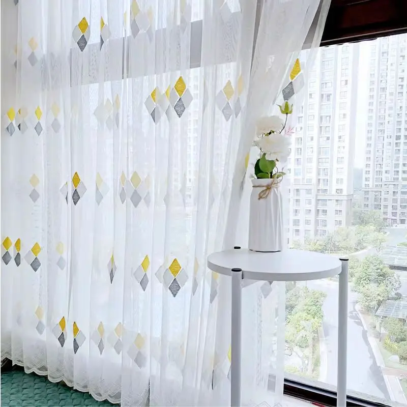 Тюлевые шторы с вышивкой, в скандинавском стиле, с цветным геометрическим рисунком, с бриллиантами, для гостиной, спальни
Тюлевые шторы с вышивкой, в скандинавском стиле, с цветным геометрическим рисунком, с бриллиантами, для гостиной, спальни