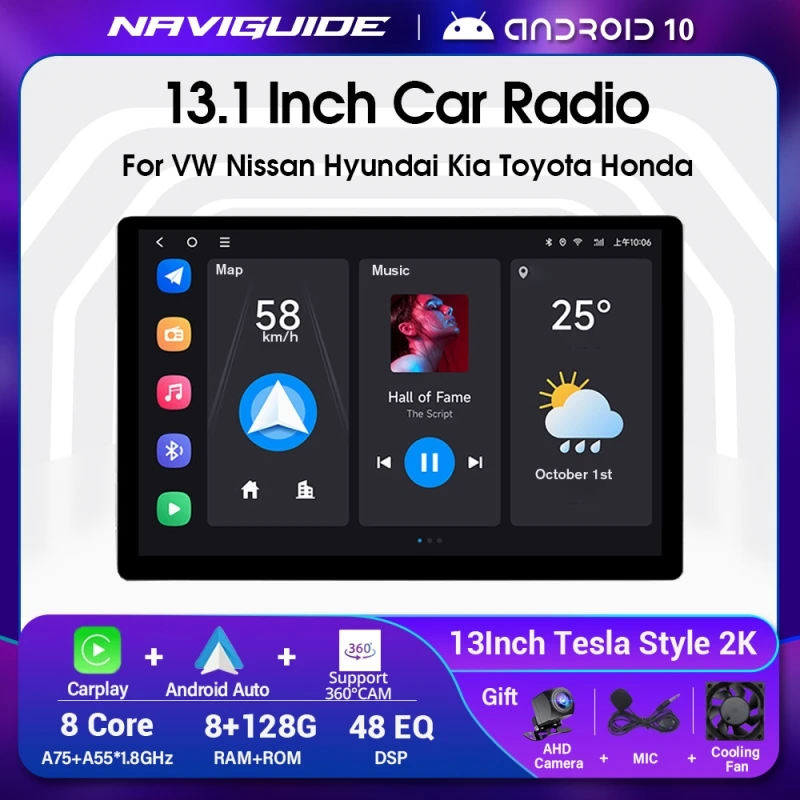 Автомобильный радиоприемник NAVIGUIDE, 13 дюймов, Android 10, 2K, Тесла, стиль, универсальный мультимедийный плеер 8 + 128 ГБ, GPS для VW, Toyota, Honda, KIA, Wi-Fi, 4G
Автомобильный радиоприемник NAVIGUIDE, 13 дюймов, Android 10, 2K, Тесла, стиль, универсальный мультимедийный плеер 8 + 128 ГБ, GPS для VW, Toyota, Honda, KIA, Wi-Fi, 4G
